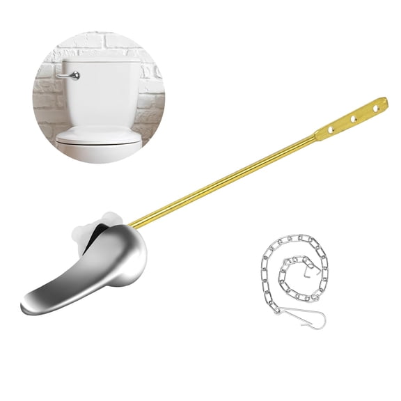 Trianu Toilet Handle Replacement Kit, Front Universal Toilet Bowl Replacement Kit, Chrome Toilet Tank Trip Lever with Stainless Steel Rod for Most American Standard Toilet Bowls