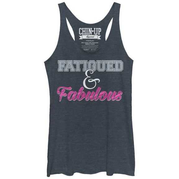 Women's CHIN UP Fatigued and Fabulous  Racerback Tank Top Navy Blue Heather X Large