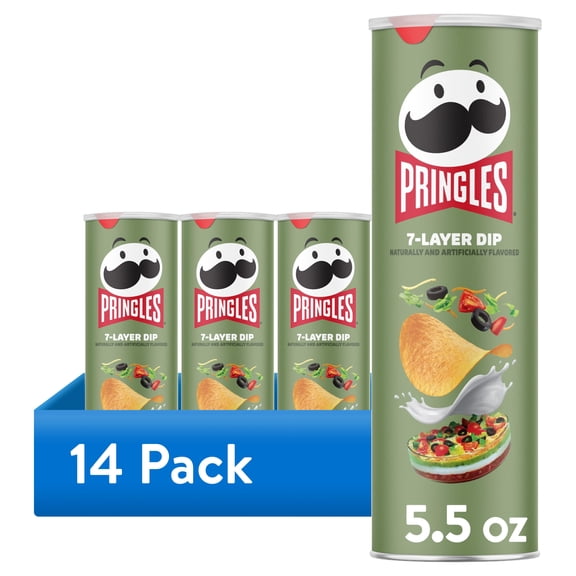 (14 pack) Pringles 7-Layer Dip Potato Crisps Chips, Lunch Snacks, 5.5 oz Canister
