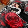 thumbnail image 4 of Castle Fairy Flower Red Rose Twin Bedding Sets 7-Piece for Female Men Adults,Chic Floral Blossoms Bedding Comforter Set Microfiber,Abstract Leopard Print Breathable Sheet Sets,Breathable Home Decor, 4 of 8