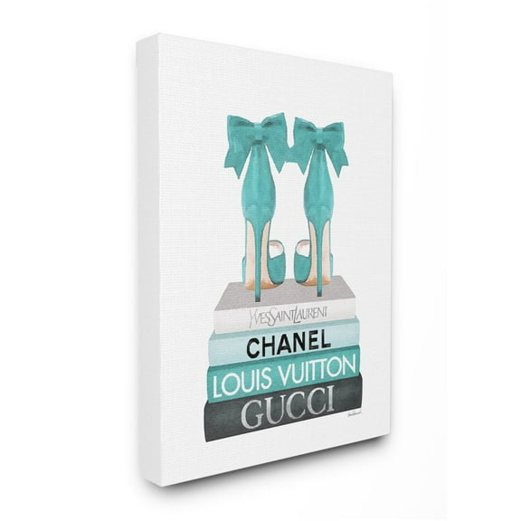 Stupell Industries Turquoise Bow Heels on Books Women's Fashion Designed by Amanda Greenwood