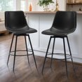 Swivel Counter Height Bar Stools, Armless 26" Seat Height Faux Leather