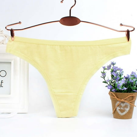 

Mosunx Women Fashion Solid Color Panties Breathable Soft Stretch Underwear Panties Yellow XXL