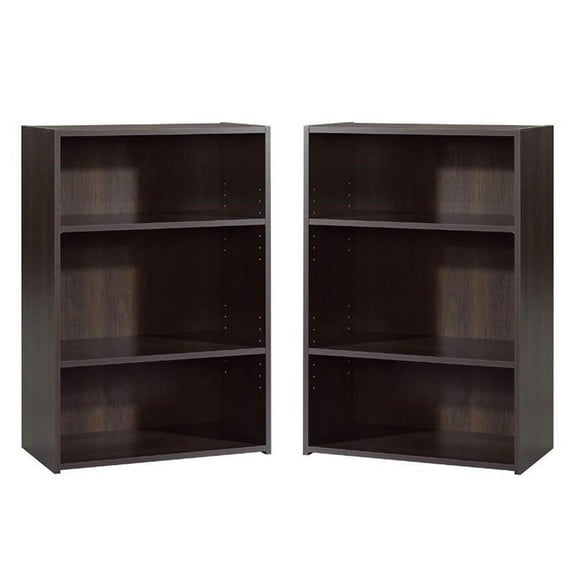 Home Square 2 Piece Modern Engineered Wood Bookcase Set in Cinnamon Cherry