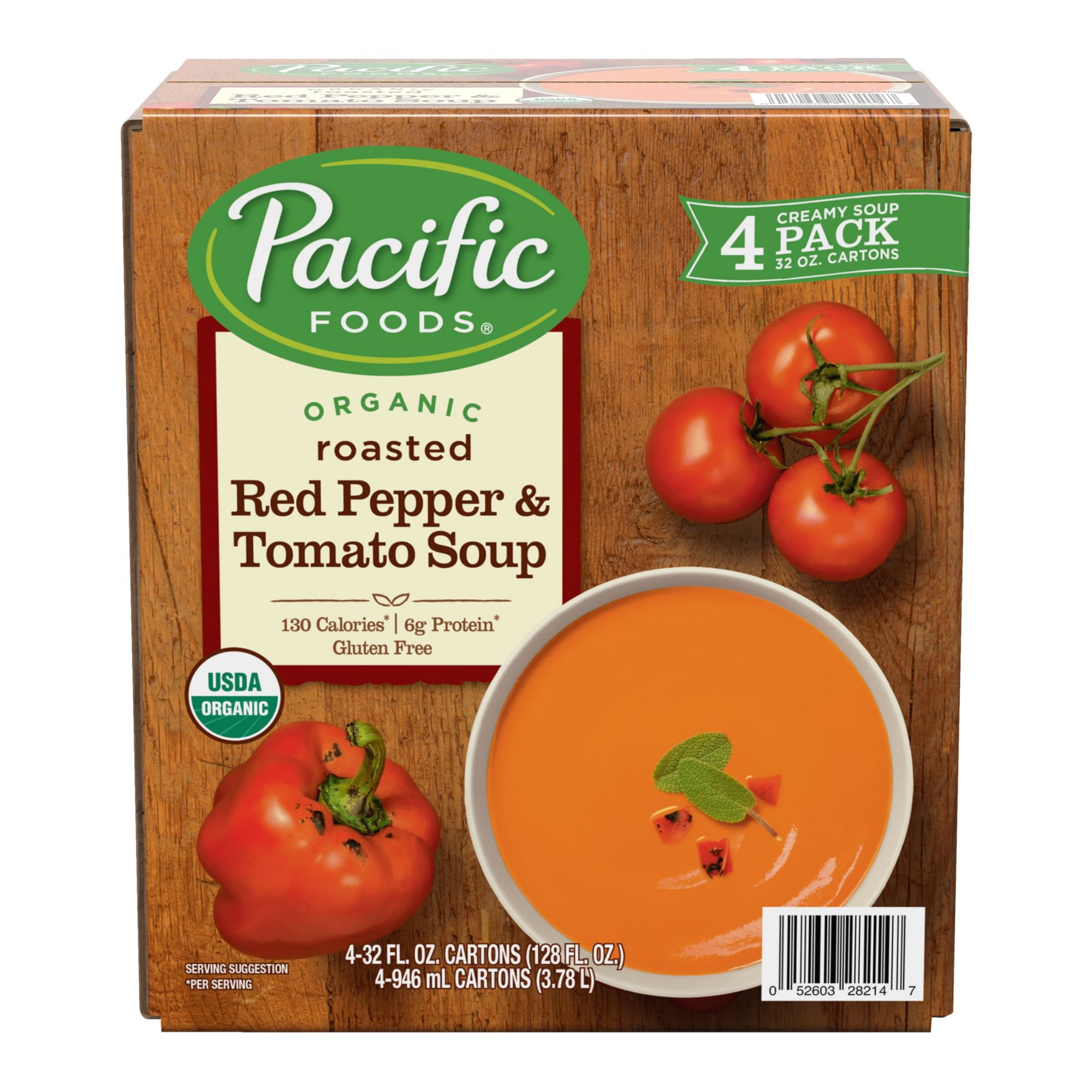 Pacific Organic Roasted Red Pepper and Tomato Soup, 4 pk./32 oz