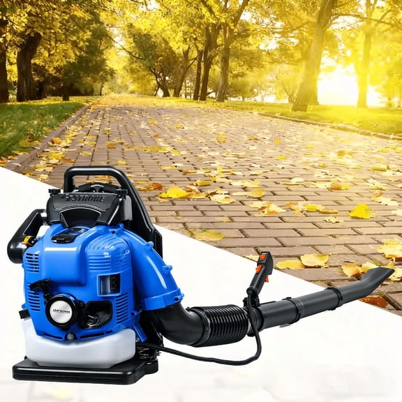 Floseru Backpack Leaf Blower, 4-Stroke Engine 900 CFM Air Volume Tank Leaf Blower 75.6CC Gas Powered Blowers Snow Blower for Lawn Care Road Cleaning