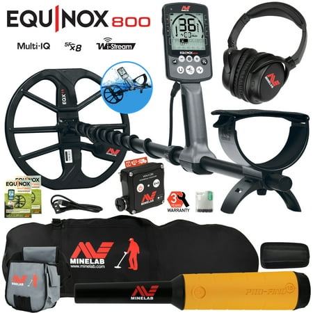 Minelab EQUINOX 800 Metal Detector w/ Pro Find 15, Carry Bag, Finds