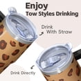 thumbnail image 4 of Leopard 20oz Stainless Steel Tumbler with Handle and Straw – Insulated Travel Cup with Sliding Lid, 360° Full Wrap Printed Mug for Home, Outdoor & Sports Use, 4 of 6