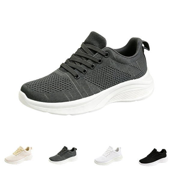 Domzle Womens Sneakers Lightweight Tennis Walking Shoes Sports Running Shoes for Woman Mesh Breathable Gym Fashion Sneakers Athletic Comfortable Casual White