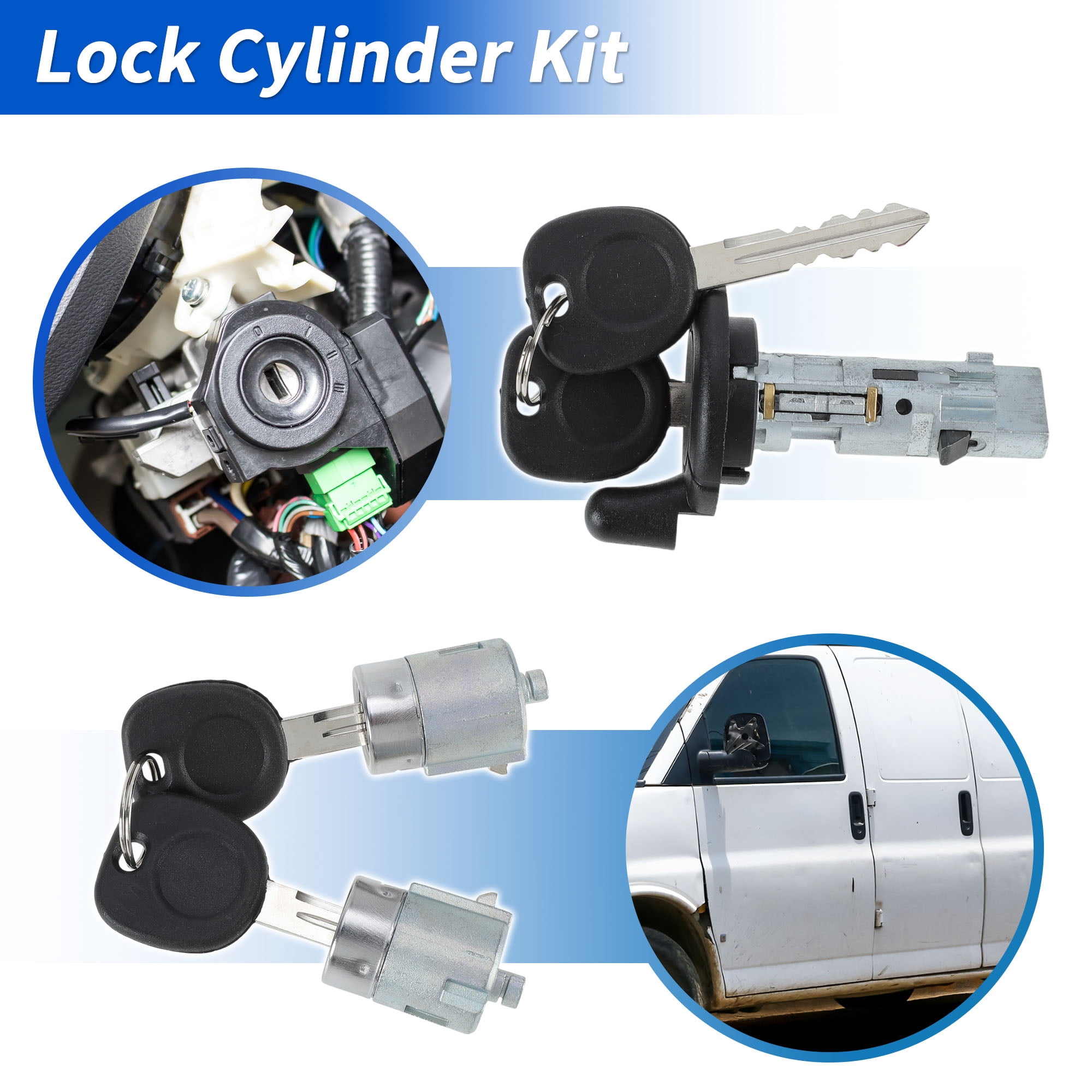 Unique Bargains Ignition Lock Cylinder and Door Lock for Chevrolet Express Van 2001-2007