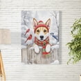 thumbnail image 2 of Playful Toy Fox Terrier Welcomes Winter Snowy Day with Cardinal Bird Vertical Matte Canvas Poster Dog Lover Wall Art Home Decor - 2017, 2 of 5