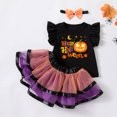 thumbnail image 4 of NIEWTR Newborn Baby Girl Outfits Girls' Halloween Party Outfit With Flying Sleeves Top Mesh Skirt Three Piece Skirt Set, 4 of 7
