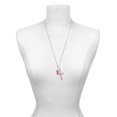 thumbnail image 3 of Delight Jewelry Silvertone Hot Pink Glitter Cat Everlasting Love Engraved Cross Zoey Necklace, 28", 3 of 4