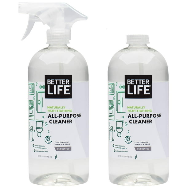Limpiador multiuso Better Life – Spray de limpieza multiusos para el hogar y la cocina para encimeras de vidrio, electrodomésticos, tapicería y más – Limpiador en aerosol multisuperficie – 32 oz (paqu