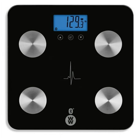 Weight Watchers by Conair Bio-Impedance Analysis Heart Rate Blue Backlit LCD Display Body Weight Scale Type w/Bluetooth 400lb capacity WW934ZF