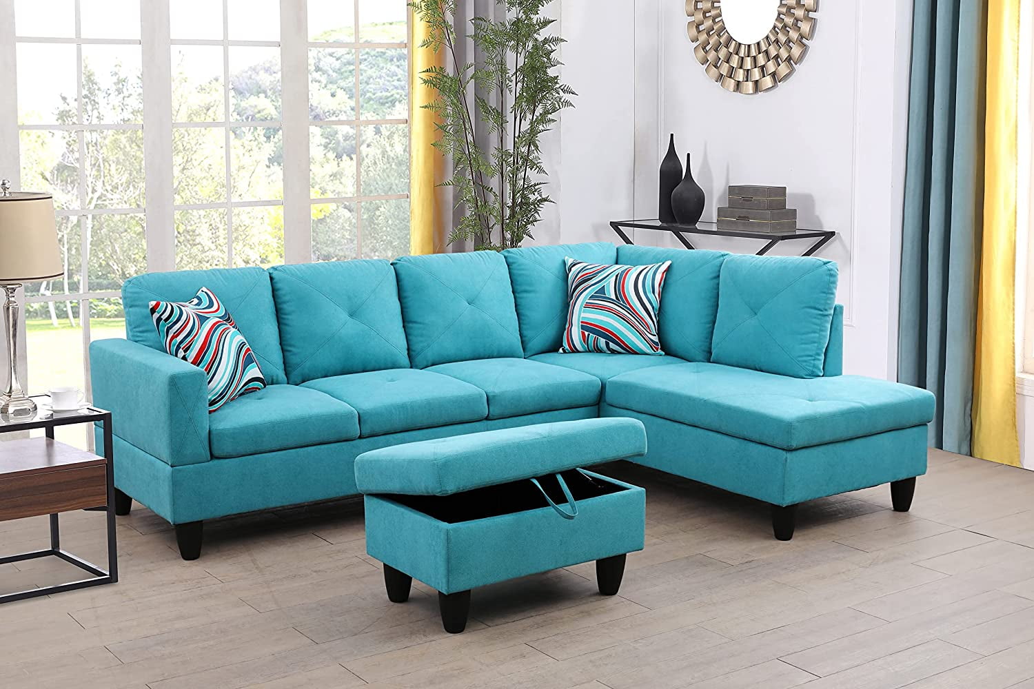 Brea3 Piece Right Facing Sectional Sofa Set With Ottoman