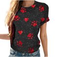 thumbnail image 1 of Plebaso T-Shirts Imprimés pour Femmes Col Rond Dégradé Manches Courtes Mode Ample T-Shirts pour Femmes, 1 of 4