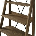 thumbnail image 3 of Walker Edison Solid Wood 4-Shelf Ladder Bookshelf, Brown, 3 of 16