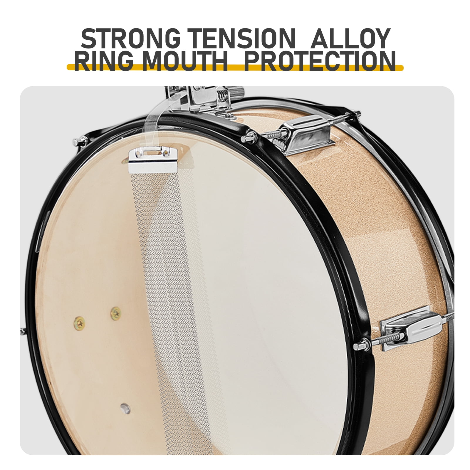 Full Size Adult Drum Set 5-Piece Champagne with Bass Drum, two Tom Drum, Snare Drum, Floor Tom, 16" Ride Cymbal, 14" Hi-hat Cymbals, Stool, Drum Pedal, Sticks