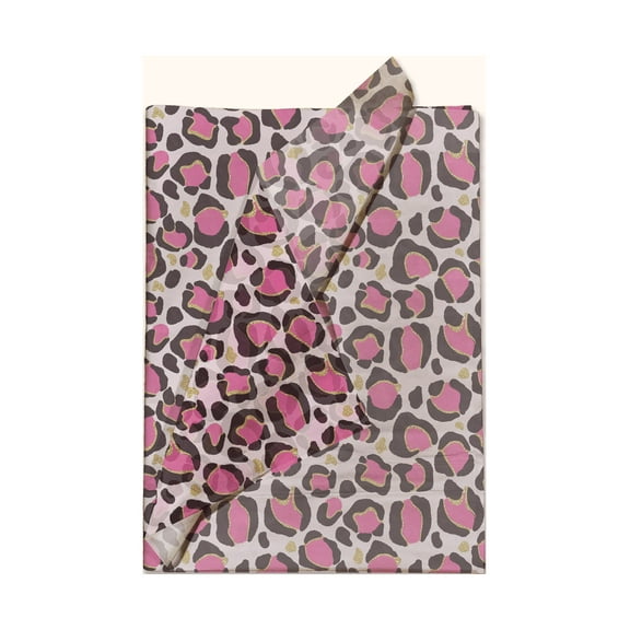 Pro Supply Global Pink Leopard Print Decorative Printed Tissue Paper 24 Sheets of 20"x30"