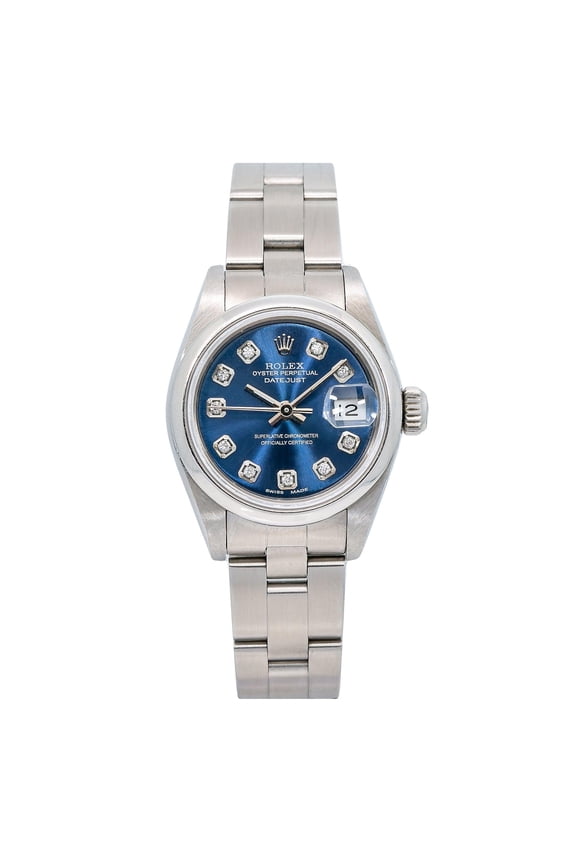 Pre-Owned Rolex Datejust 26MM 69240 Blue Diamond Dial Smooth Bezel Stainless Steel Oyster Bracelet