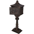 thumbnail image 2 of Bronze Standing Mailbox with Lock, Classic Cast Aluminum Outdoor Mailbox for Home and Garden, Includes 2 Keys, 2 of 10