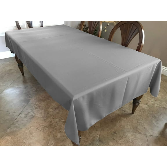 Polyester Poplin Gaberdine Durable Tablecloth Solid Silver