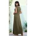 thumbnail image 5 of Women's Summer Maxi Dress Long Casual Loose Fit Round Neck Wrinkle-Free with Pockets Side Slit Green XL, 5 of 7