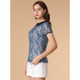 thumbnail image 4 of Unique Bargains Blouse en Dentelle à Col Contrastant Transparent pour Femmes, 4 of 6