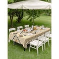 thumbnail image 4 of Outdoor Tablecloth with Umbrella Hole for Patio/Picnic/Party/Camping, Beige Khaki Boho Waterproof Table Cloth Rectangle Table Cover Washable, Vintage Ethnic Tribe Abstract Art Retro (52"x 70"), 4 of 8