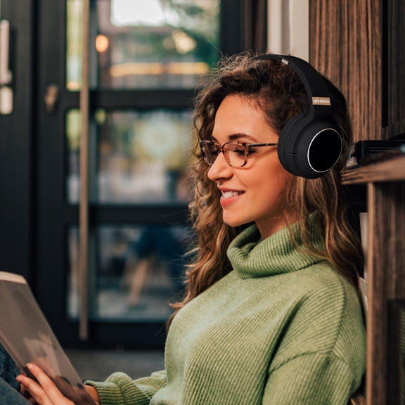 Bluetooth Headphones, 120H Playtime Headphones Wireless Bluetooth with 3 EQ Modes, Low Latency, Hands-Free Calls, Over Ear Headphones for Travel Home Office Cellphone PC - Black