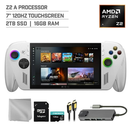 ASUS ROG Xbox Ally 2TB SSD AMD Ryzen Z2 A CPU Gaming Handheld 7-inch Touchscreen 120Hz, Mytrix Hub, 128GB MicroSD Card, 4 Accessories: 5 in 1 Bundle
