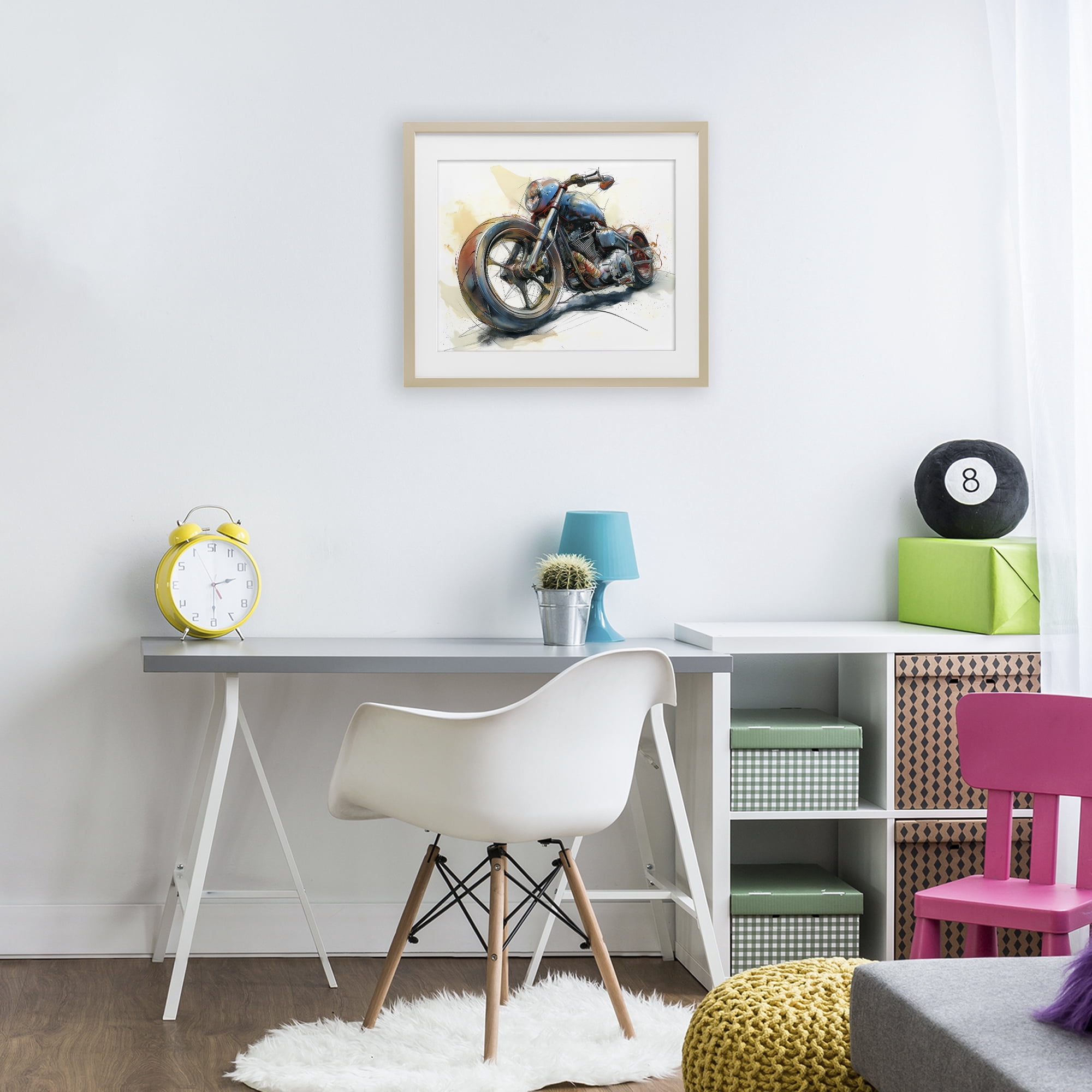 Stupell Industries Whimsical Motorcycle Concept Birch Framed Print Under Glass, design by Steve Hunziker
