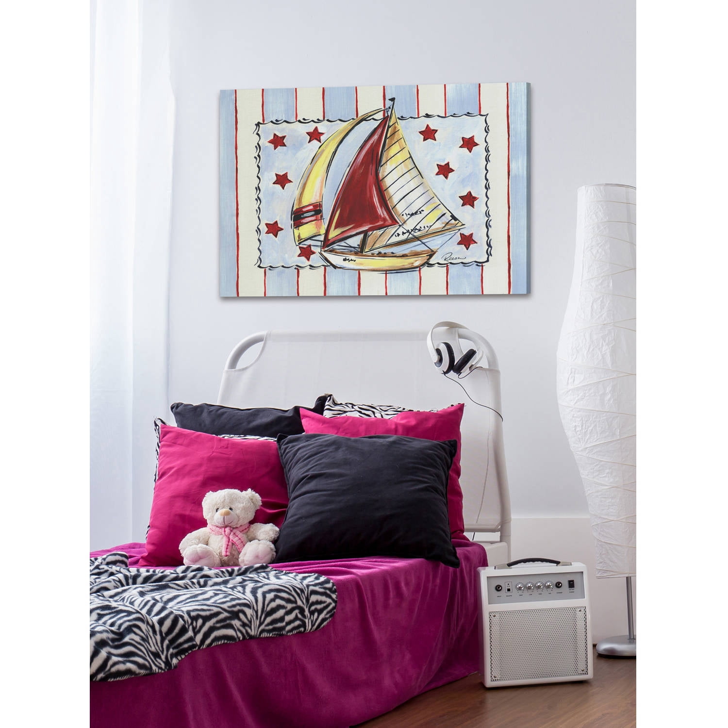 Marmont Hill "Sailboat-Red" by Reesa Qualia Painting Print on Wrapped Canvas