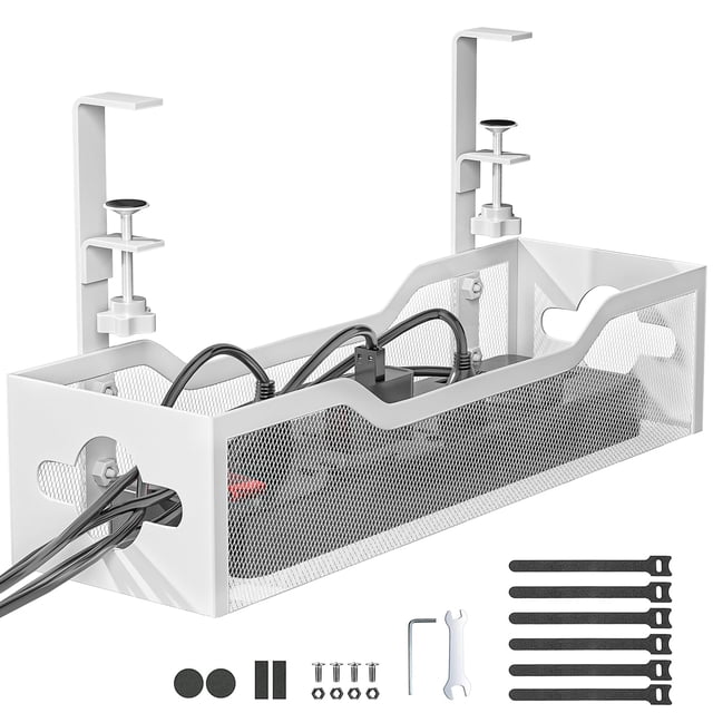 Bandeja de gestión de cables Litwaro para colocar debajo del escritorio, color blanco
