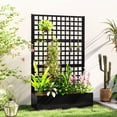 thumbnail image 2 of Outsunny Galvanized Steel Raised Garden Bed with Trellis, 43.3" x 15.9" x 70.1" Black Metal Planter Box for Vegetables and Climbing Plants, Outdoor Patio Privacy Screen Flower Bed, 2 of 8