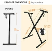 Likegreen Adjustable Single-X-Style Keyboard Stand with Locking Straps, 6 Height Adjustable for 61/76/88 Keys