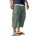 thumbnail image 4 of Gym Cargo Shorts Men Solid Color Drawstring Casual Capri Pants Pocket Outdoor Trousers Hiking Work Elastic Waist Workout Shorts Men, 4 of 4