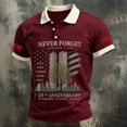 thumbnail image 2 of 9/11 25th Anniversary Men's Polo Shirt - Commemorative Graphic Short Sleeve Collared Top with Smooth Fabric for Everyday Tribute Wine 2XL, 2 of 3