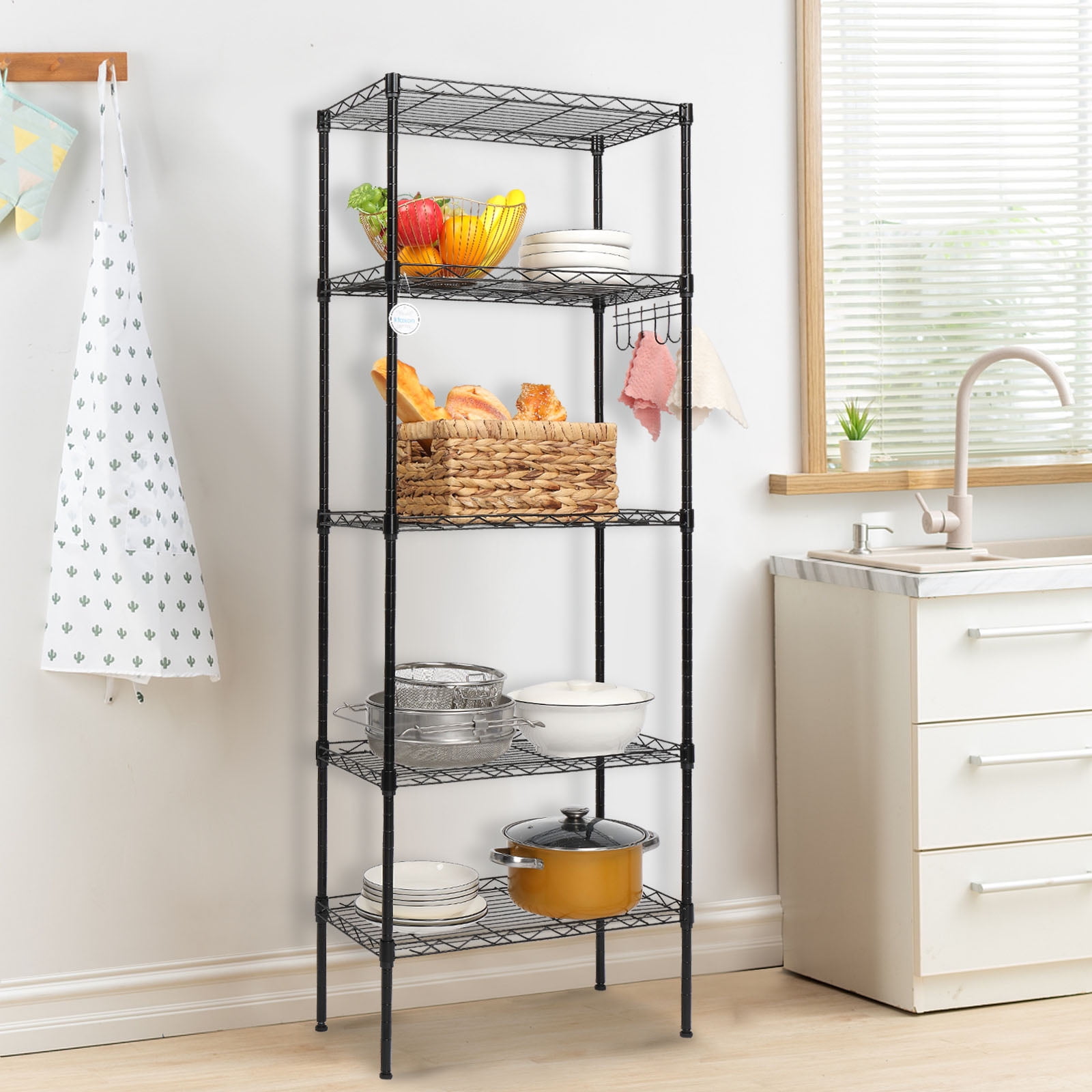 Ktaxon 59"x21"x11.5" Heavy Duty 5-Tier Wire Shelving Rack Adjustable Shelf Storage, Black
