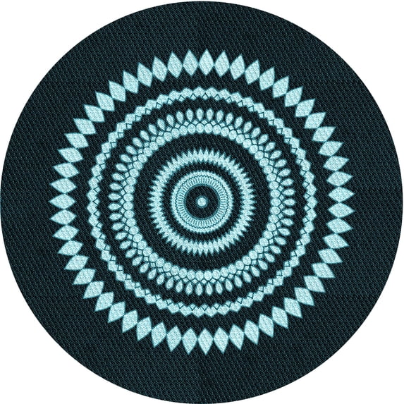 Ahgly Company Machine Washable Indoor Round Transitional Deep-Sea Green Area Rugs, 7' Round
