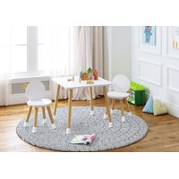 UTEX 2-in-1 Kids Table with 2 Chairs Set, White
