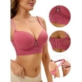 thumbnail image 3 of Unique Bargains Women's Adjustable Straps Lightweight Lace Trim Push Up Bras D 34 Red, 3 of 6