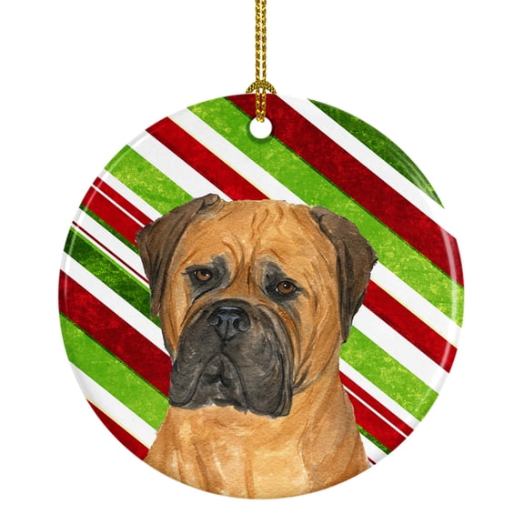 Carolines Treasures SS4586-CO1 Bullmastiff Candy Cane Holiday Christmas Ceramic Ornament 3 in multicolor