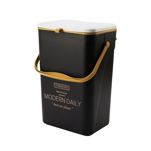 Bote Basura para Baño para Uso Doméstico Sin Perforar Montado en La Pared Barril para en La Barril Almacenamiento Impermeable para Inodoro Con Tapa (negro 12L)