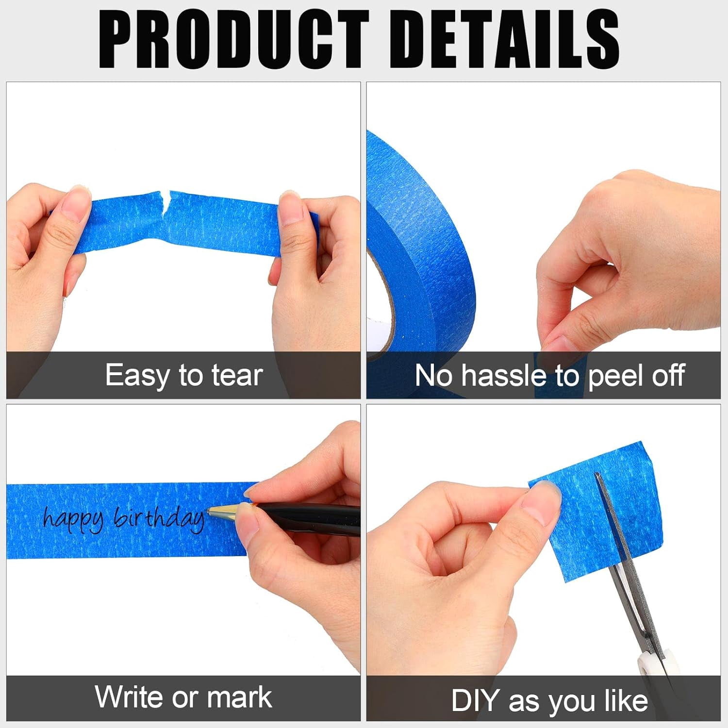 12 Rolls Blue Painter's Tape Bulk 1.5 Inches x 60 Yards Masking Tape for Painting DIY Crafts Home Renovation