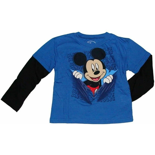 Disney Mickey Mouse Boy Long Sleeve T Shirt Size 4T - Walmart.com