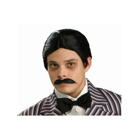 Popcandy Men's The Addams Family Gomez Black Wig and Moustache Kit