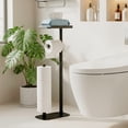 thumbnail image 5 of stusgo Black Toilet Paper Holder Free Standing with Shelf, Freestanding Toilet Paper Holders with Storage & Phone Shelf, Modern Standing Toilet Paper Holder for Bathroom, Tissue Holder Stand, 5 of 5