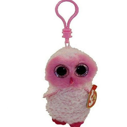 ty twiggy pink owl clip key chain plush
